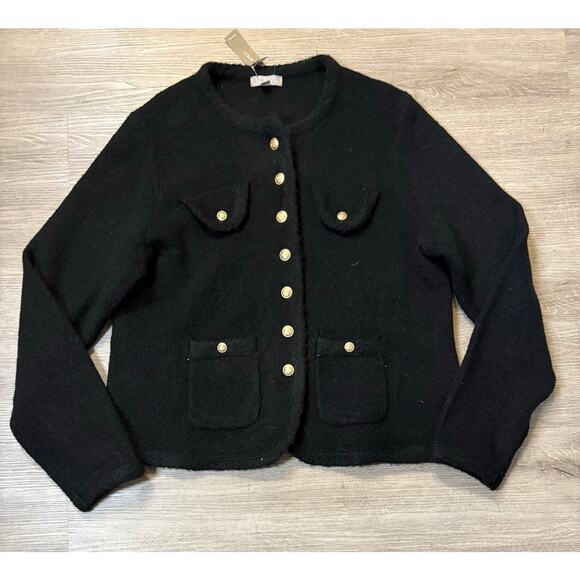 NWT J. Crew Lady Jacket Textured Merino Wool Cardigan XL Gold Buttons Preppy - Picture 3 of 15